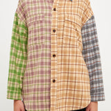 Oversize Plaid Colorblock Shirt