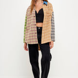 Oversize Plaid Colorblock Shirt