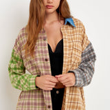 Oversize Plaid Colorblock Shirt