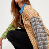 Oversize Plaid Colorblock Shirt