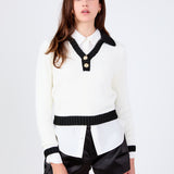 Knit Collared Contrast Sweater