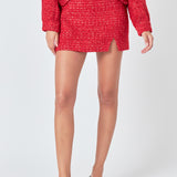 Tweed High Slit Skort