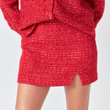 Tweed High Slit Skort