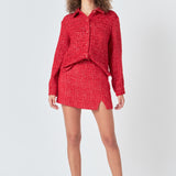 Tweed High Slit Skort