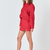 Tweed High Slit Skort