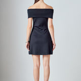 Off Shoulder Lurex Knit Mini Dress