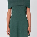 Off Shoulder Lurex Knit Mini Dress
