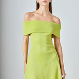Off Shoulder Lurex Knit Mini Dress