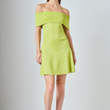 Off Shoulder Lurex Knit Mini Dress