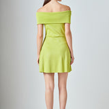 Off Shoulder Lurex Knit Mini Dress