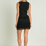 Lurex Knit Loop Mini Skirt