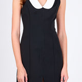 Contrast Shawl Lapel Mini Dress