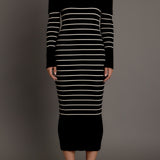 Off Shoulder Fold Striped Maxi Dress