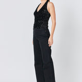 Sequins Velvet Halter Top
