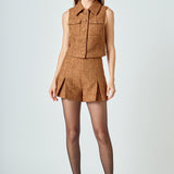 Tweed Short Sleeveless Jacket