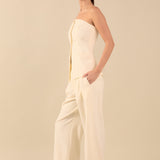 Lexy Relaxed 3 Buttoned Strapless Long Top