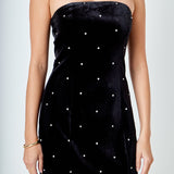 Velvet Rhinestone Mini Dress