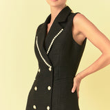 Pearl Trim Sleeveless Dress