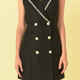 Pearl Trim Sleeveless Dress