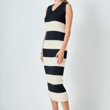 Striped Knit Midi Dress