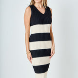 Striped Knit Midi Dress