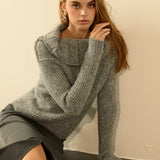 Off Shoulder Cable Knit Sweater