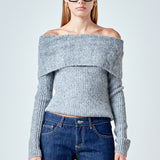 Off Shoulder Cable Knit Sweater