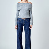 Off Shoulder Cable Knit Sweater