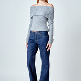 Off Shoulder Cable Knit Sweater