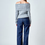 Off Shoulder Cable Knit Sweater