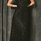 Open Back Sleeveless Sequins Maxi Dress