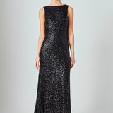 Open Back Sleeveless Sequins Maxi Dress