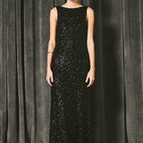Open Back Sleeveless Sequins Maxi Dress