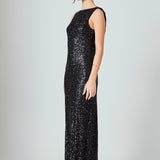 Open Back Sleeveless Sequins Maxi Dress