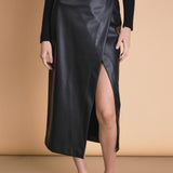 Faux Leather Midi Skirt