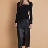 Faux Leather Midi Skirt