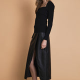 Faux Leather Midi Skirt