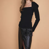 Faux Leather Midi Skirt