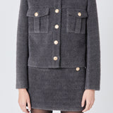 Tweed Soft Brushed Buttoned Jacket