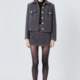 Tweed Soft Brushed Buttoned Jacket