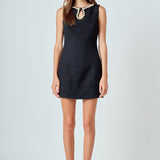 Pearl Accented Cutout Mini Dress