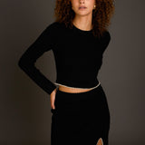 Pearl Accent Mock Neck Top
