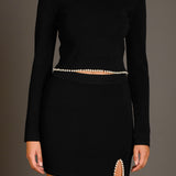 Pearl Accent Mock Neck Top