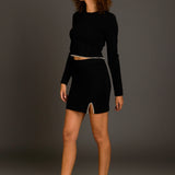 Pearl Accent Mock Neck Top