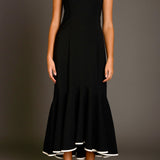 Contrast Binding Flounce Maxi Dress