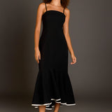 Contrast Binding Flounce Maxi Dress