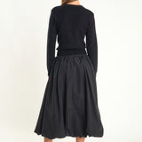 Belted Blouson Midi Skirt