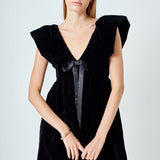 Velvet Satin Bow Mini Dress