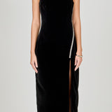 Jewel Trim Maxi Velvet Dress