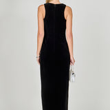 Jewel Trim Maxi Velvet Dress
